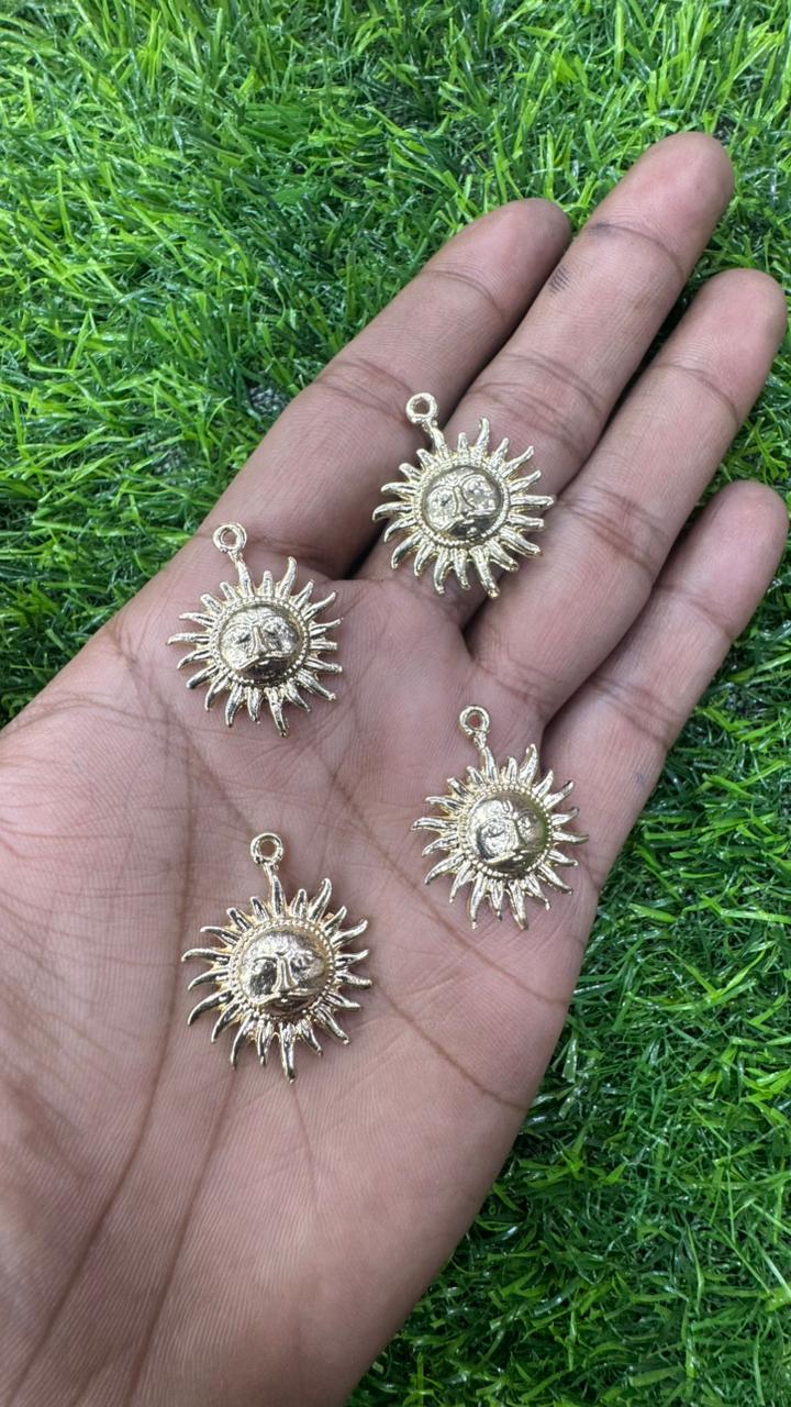 Gold Sun Face Celestial Charms - Pack of 5