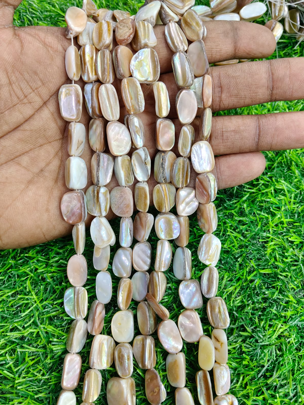 Hand-Cut Irregular Flat Shell Beads Strand for Jewelry Making - Single String