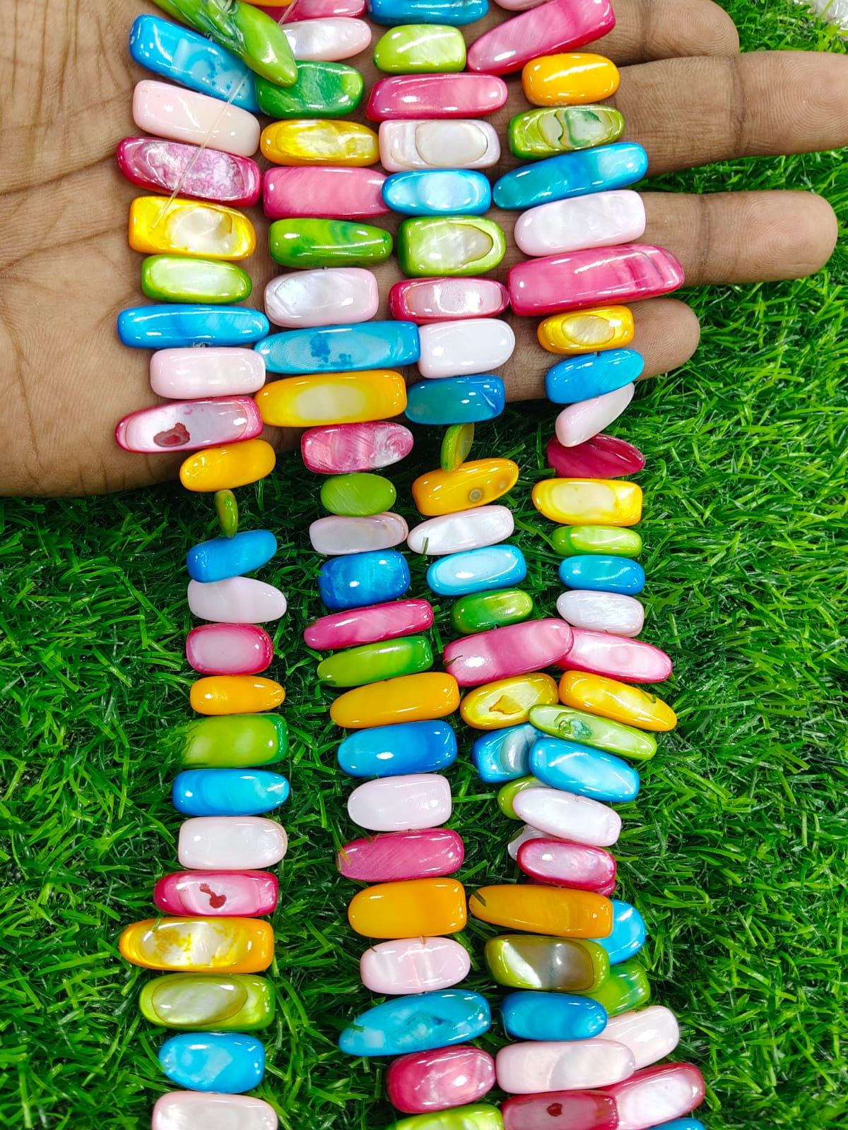 Pastel Multi-Color Mother of Pearl Shell Tube Beads - Single String