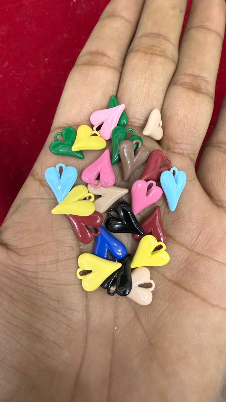 Mixed Color Acrylic Heart Charms (Pack of 10)
