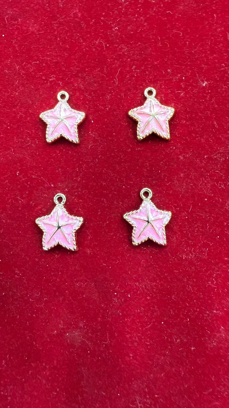 Pink & Gold Enamel Star Charms (Pack of 10)