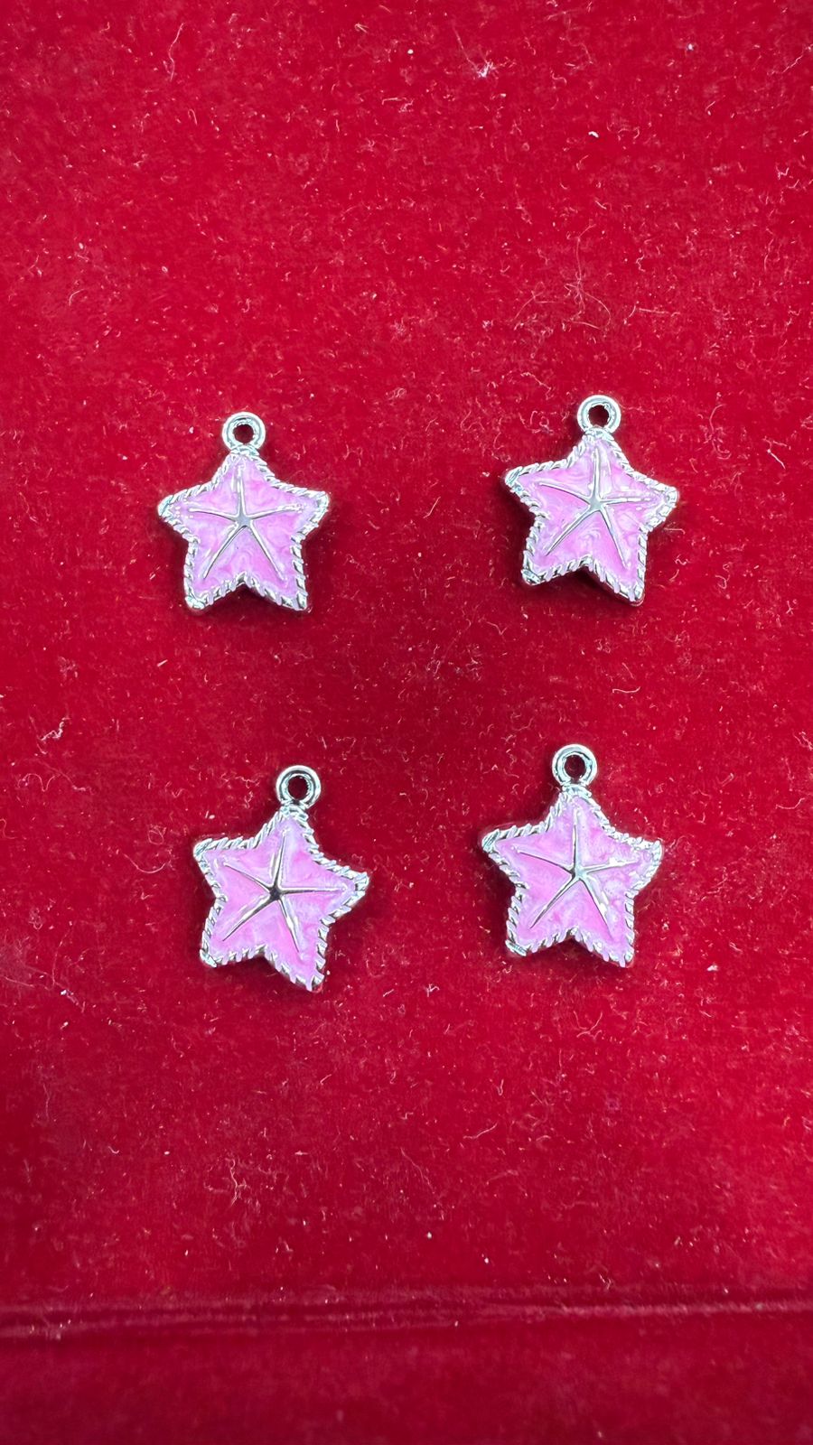 Pink & Gold Enamel Star Charms (Pack of 10)