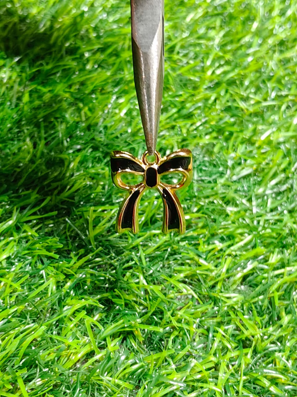 Black Ribbon Enamel Charm Metal Pendant for Jewelry Making