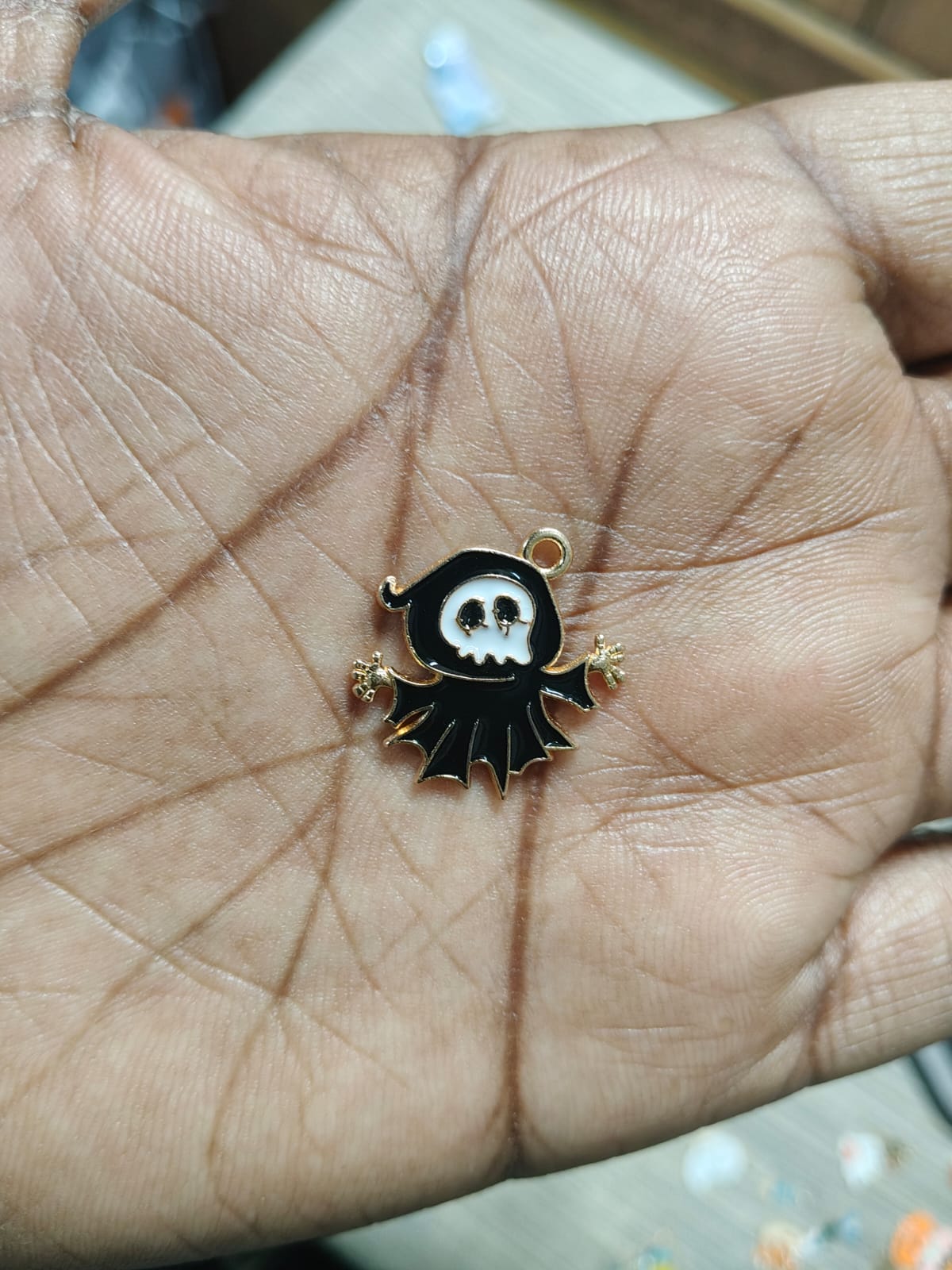 NAGNESHI Black Ghost Enamel Charms Pendants - Metal Spooky Charms for Jewelry Making, DIY Earrings, Bracelets, Necklaces, and Crafts