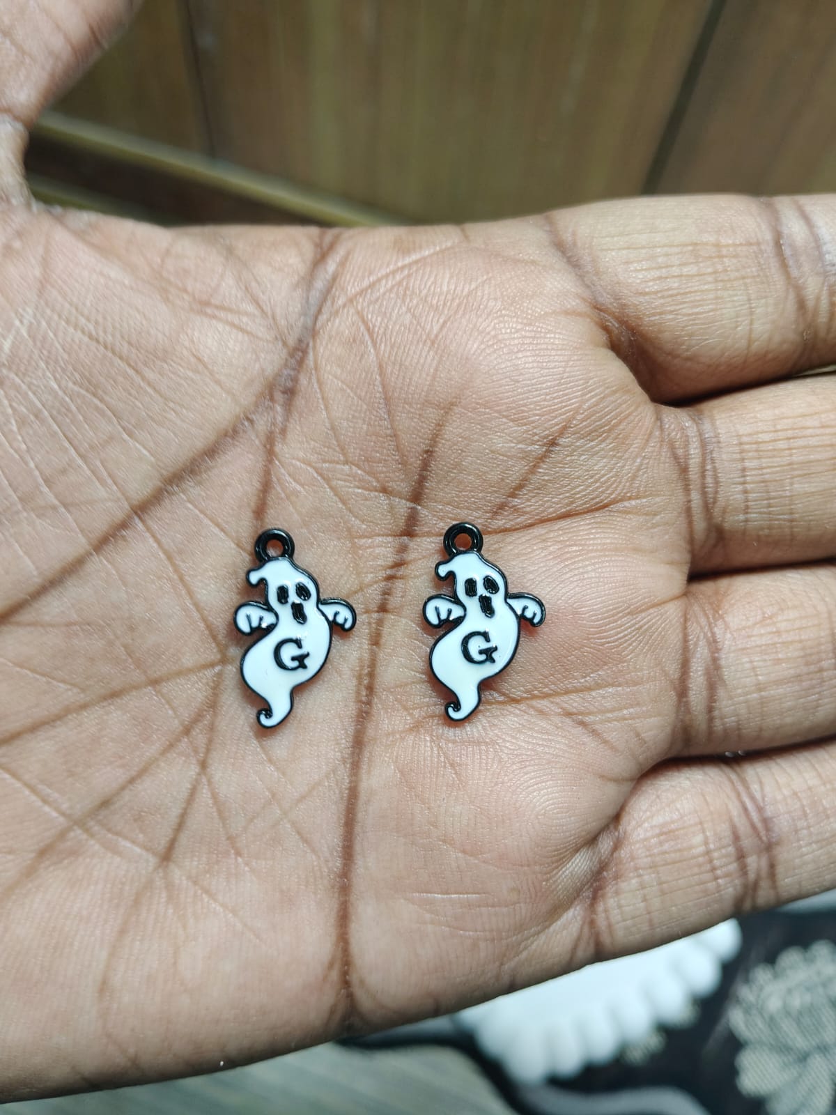 NAGNESHI Ghost Initial Letter "G" Charms – White Enamel Spooky Halloween Charms for Jewelry Making, DIY Earrings, Bracelets, Necklaces, and Crafts