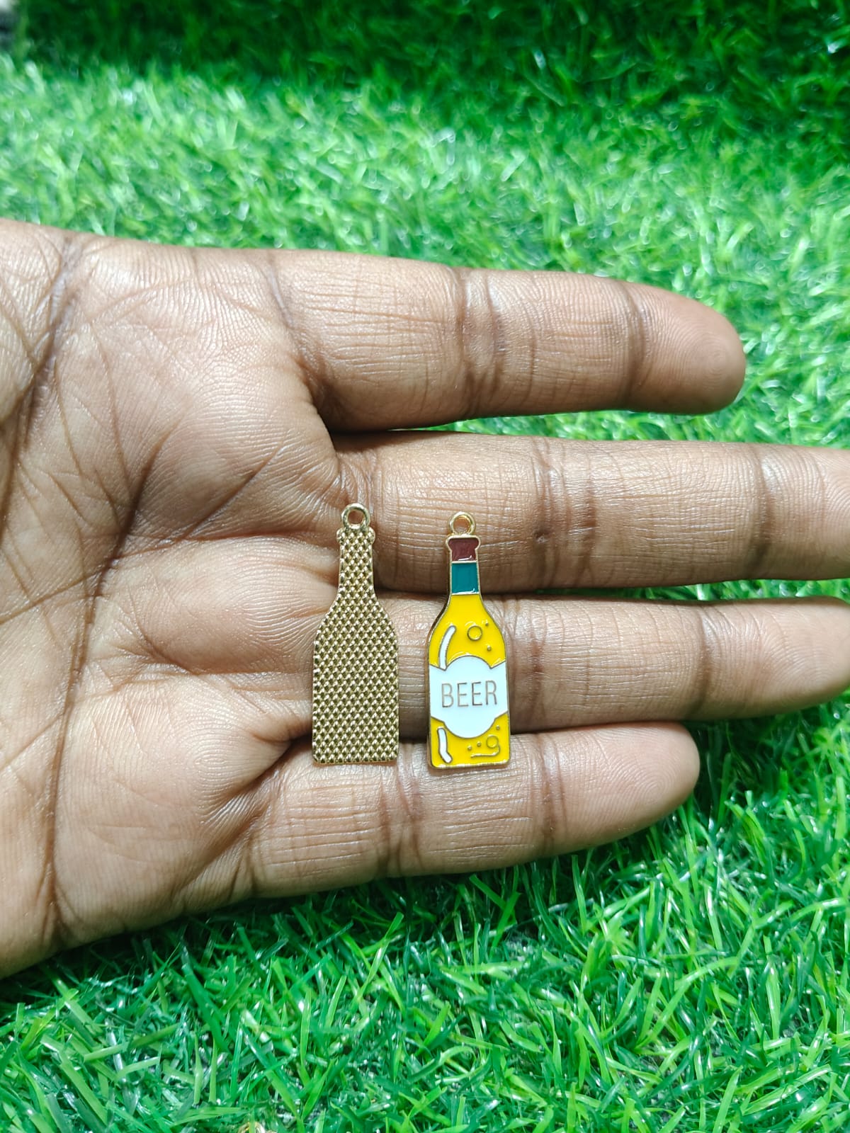 NAGNESHI Beer Bottle Enamel Charms - Gold Tone Alcohol Beverage for DIY Jewelry Making, Charm Bracelets, Necklaces