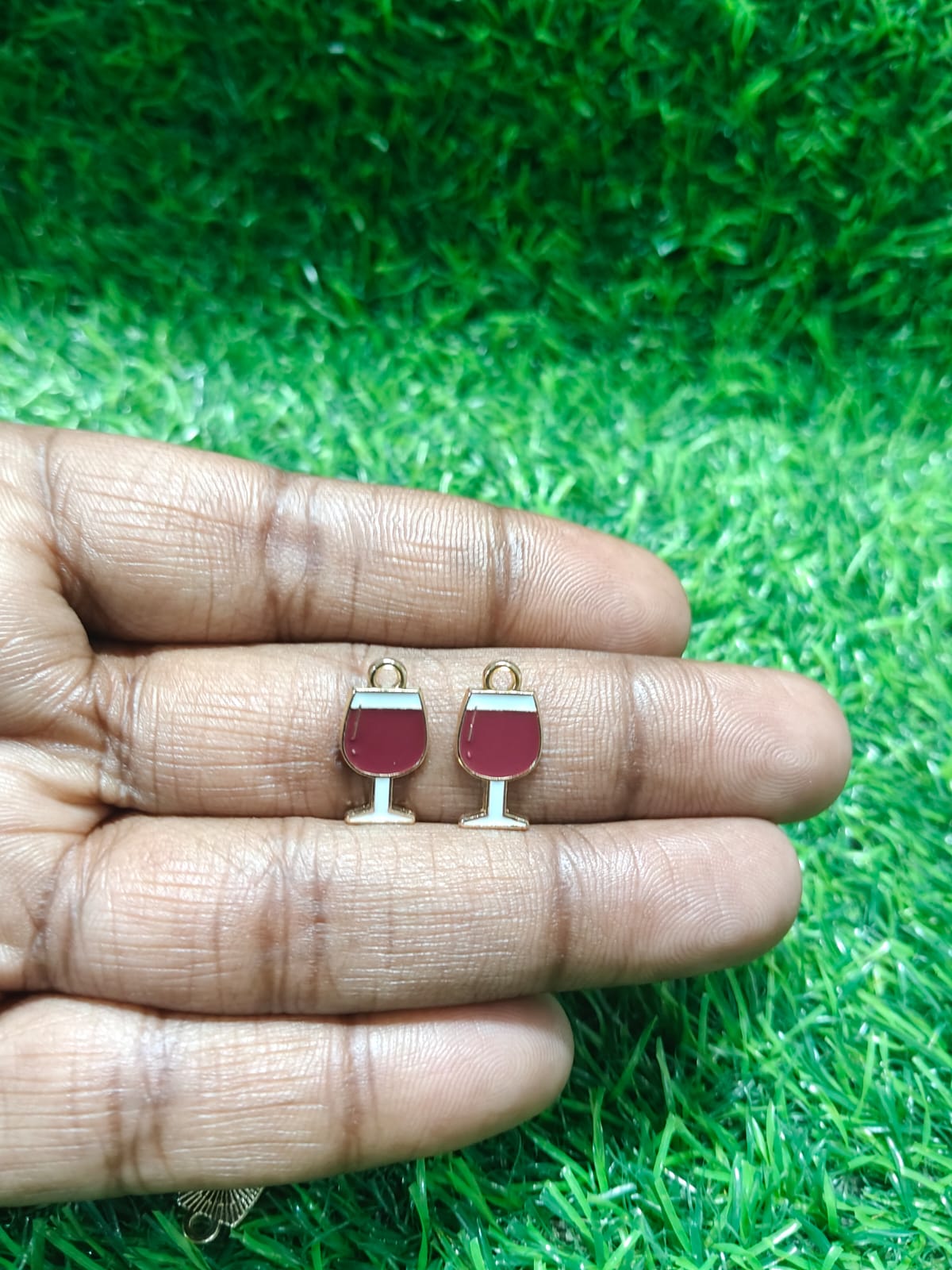 NAGNESHI Red Wine Glass Enamel Charms - Gold Tone Wine Goblet for DIY Jewelry Making, Charm Bracelets, Necklaces