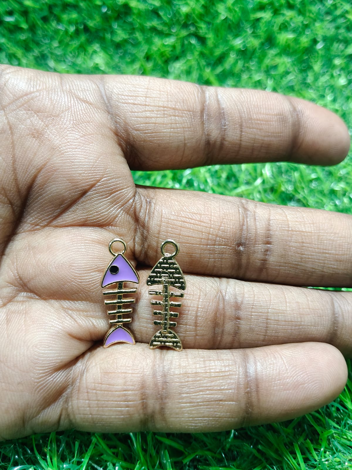 Fish Charms | Bone Charms | Gold-Tone Skeleton Fish Charms