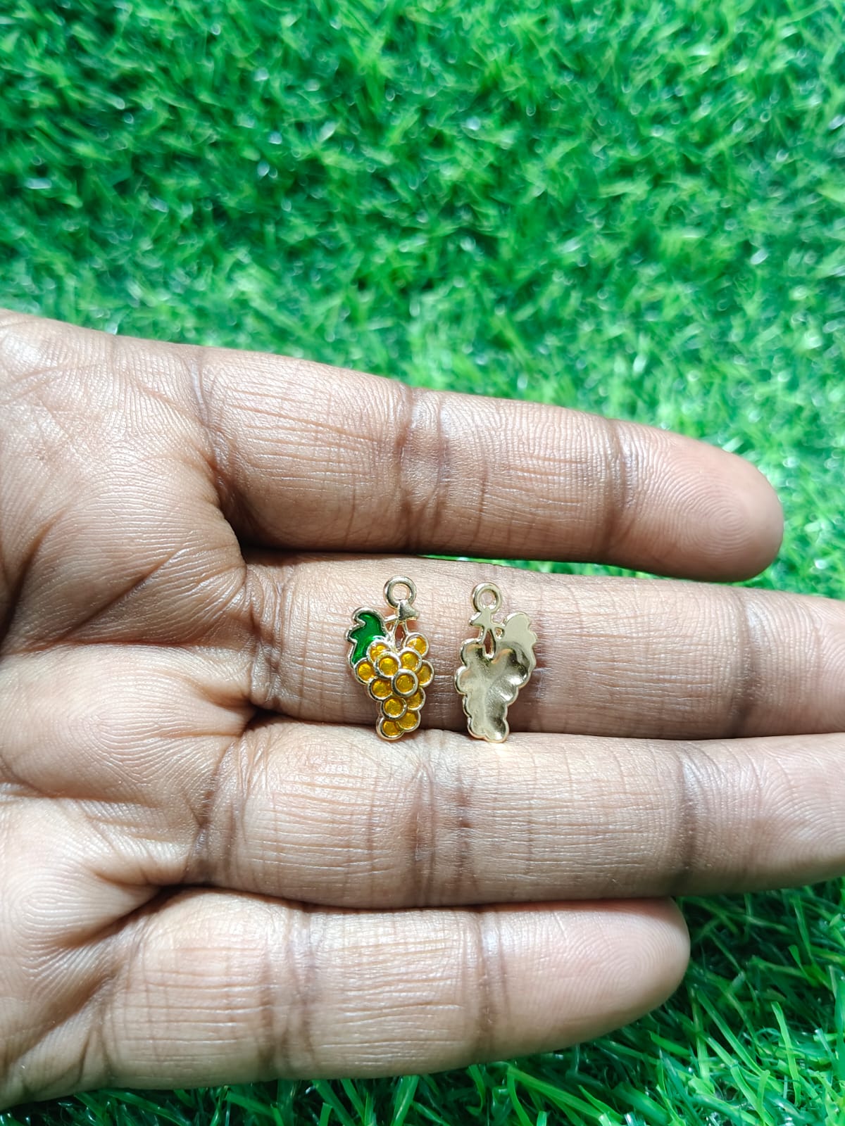 NAGNESHI Grape Bunch Enamel Charms – Gold-Tone Fruit Pendants for Jewelry Making – DIY Wine Lover Bracelets, Summer Earrings, & Keychain