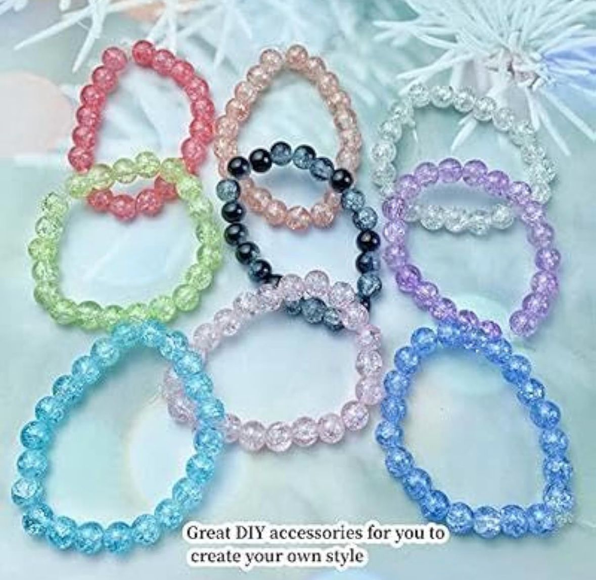 8 MM GLASS Cracked beads