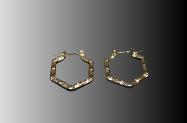 Anti Tarnish Hexagon Bamboo Design Gold Plated Hoop Earrings | Stylish Artificial Jewellery for Women
