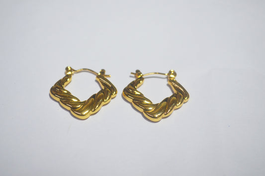 Twisted Rope Design Gold Plated Hoop Earrings - Anti Tarnish Finish