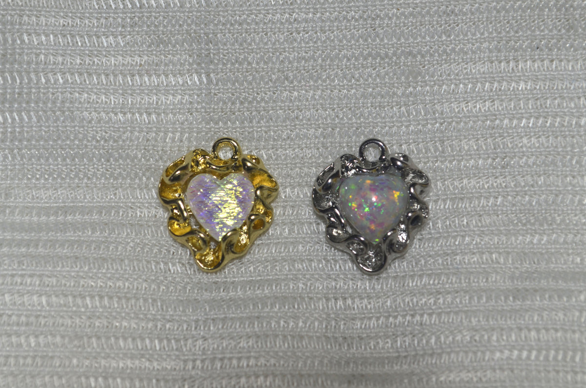 Anti-Tarnish stone heart charm - Available in Gold & Silver