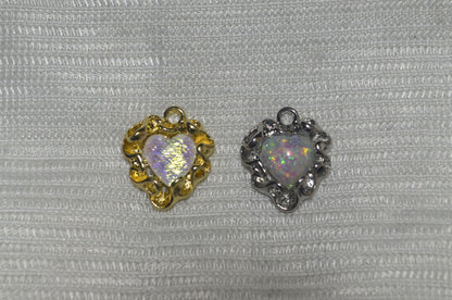 Anti-Tarnish stone heart charm - Available in Gold & Silver