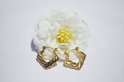 Twisted Rope Design Gold Plated Hoop Earrings - Anti Tarnish Finish