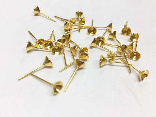 Golden Jewellery Making Metal Head Pin- 15x5 mm