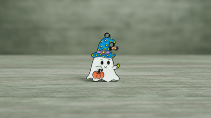 NAGNESHI Halloween Ghost Enamel Charms - Cute Ghost with Blue Witch Hat & Pumpkin Pendants - Metal Spooky Charms for Jewelry Making, DIY Earrings, Bracelets, Necklaces, and Crafts