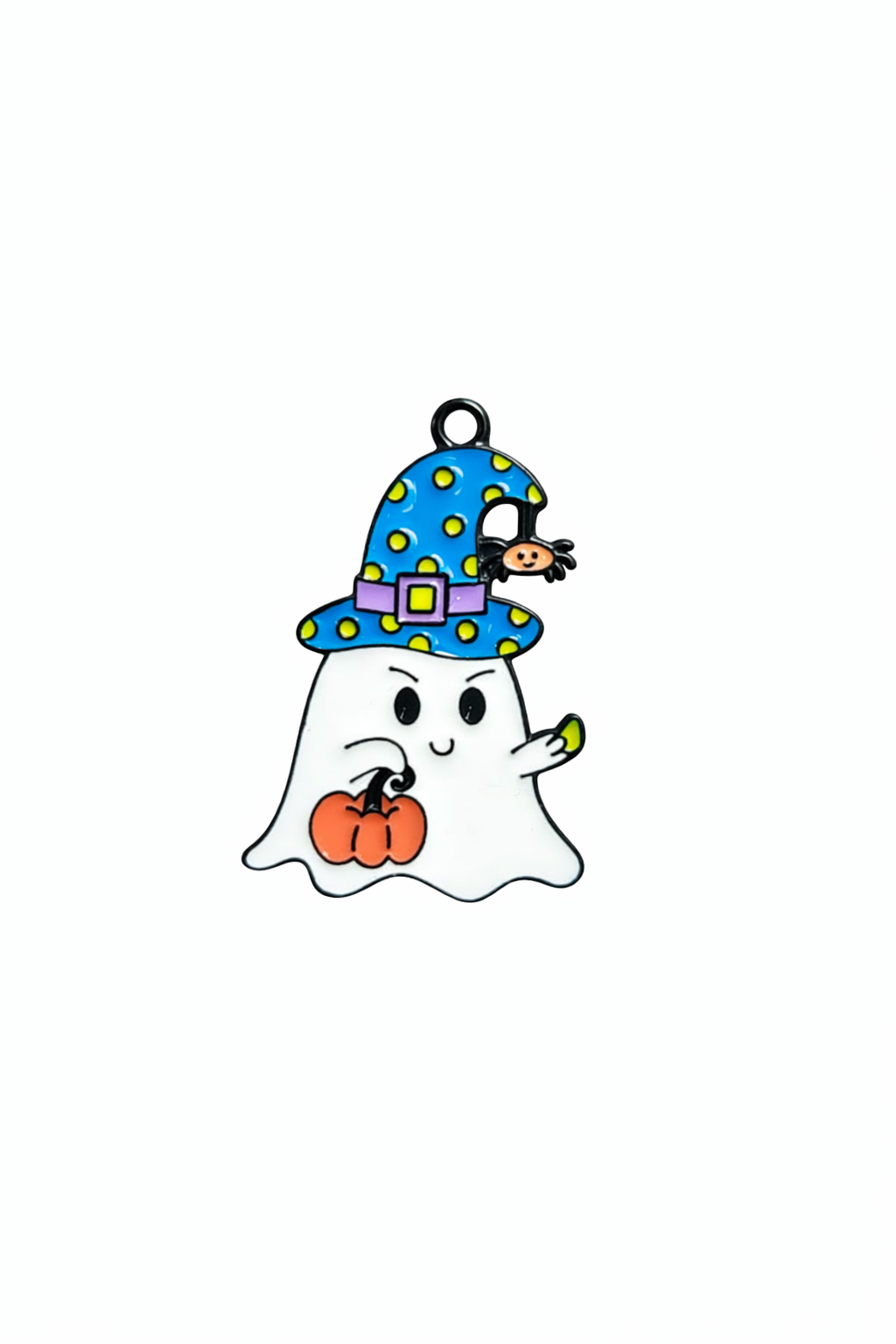 NAGNESHI Halloween Ghost Enamel Charms - Cute Ghost with Blue Witch Hat & Pumpkin Pendants - Metal Spooky Charms for Jewelry Making, DIY Earrings, Bracelets, Necklaces, and Crafts
