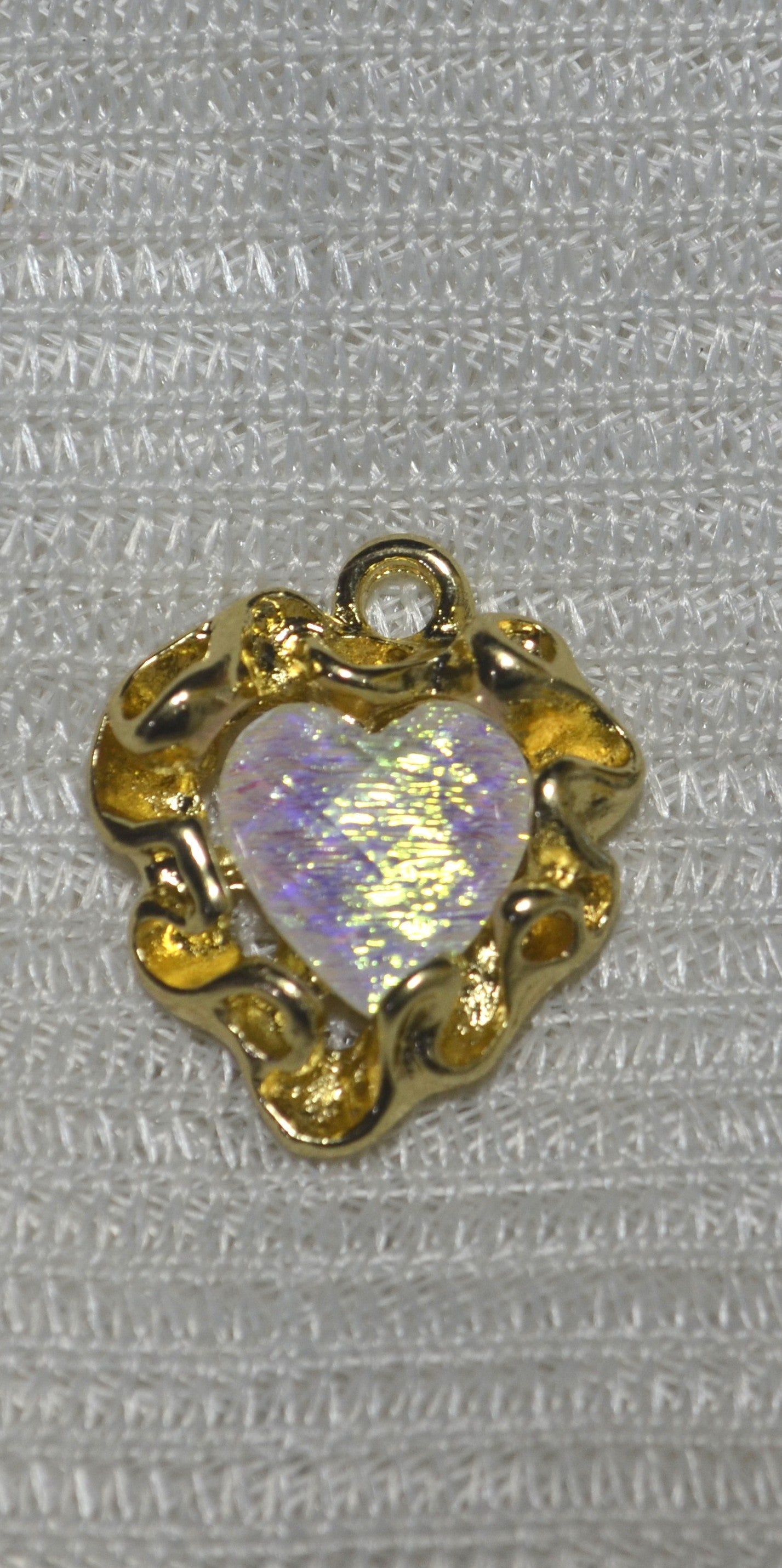 Anti-Tarnish stone heart charm - Available in Gold & Silver