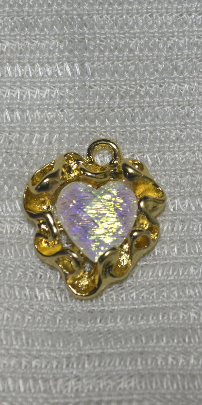 Anti-Tarnish stone heart charm - Available in Gold & Silver