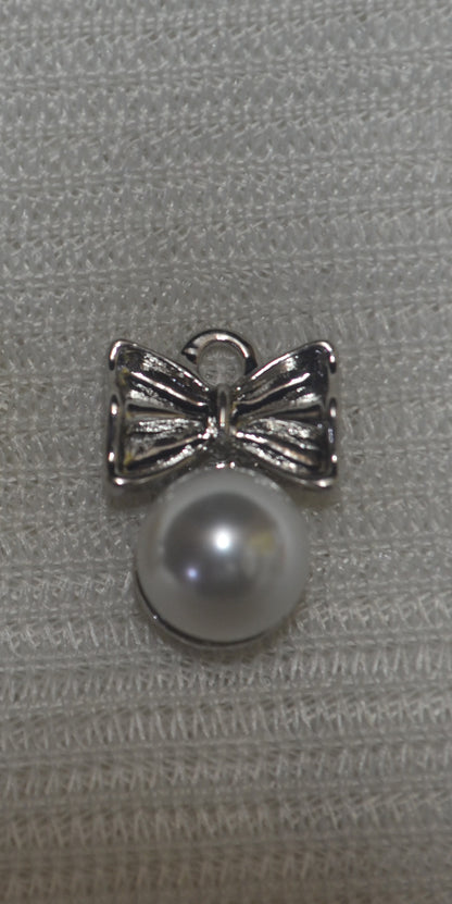 Anti-Tarnish small bow with pearl charm - Available in Gold & Silver