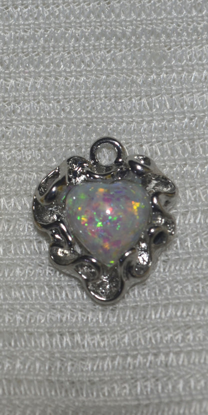 Anti-Tarnish stone heart charm - Available in Gold & Silver