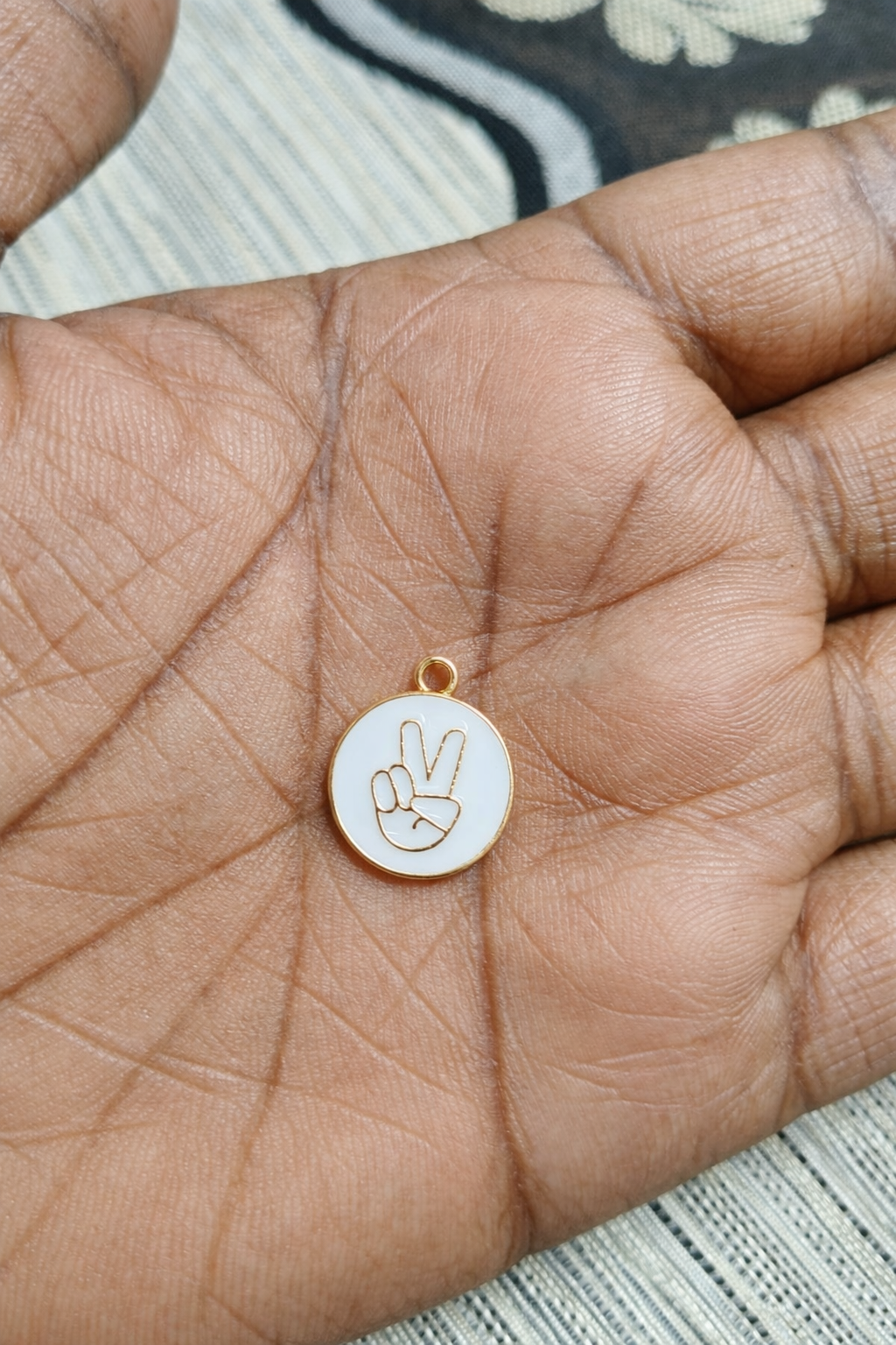 White Charms | Victory Hand Enamel Charms