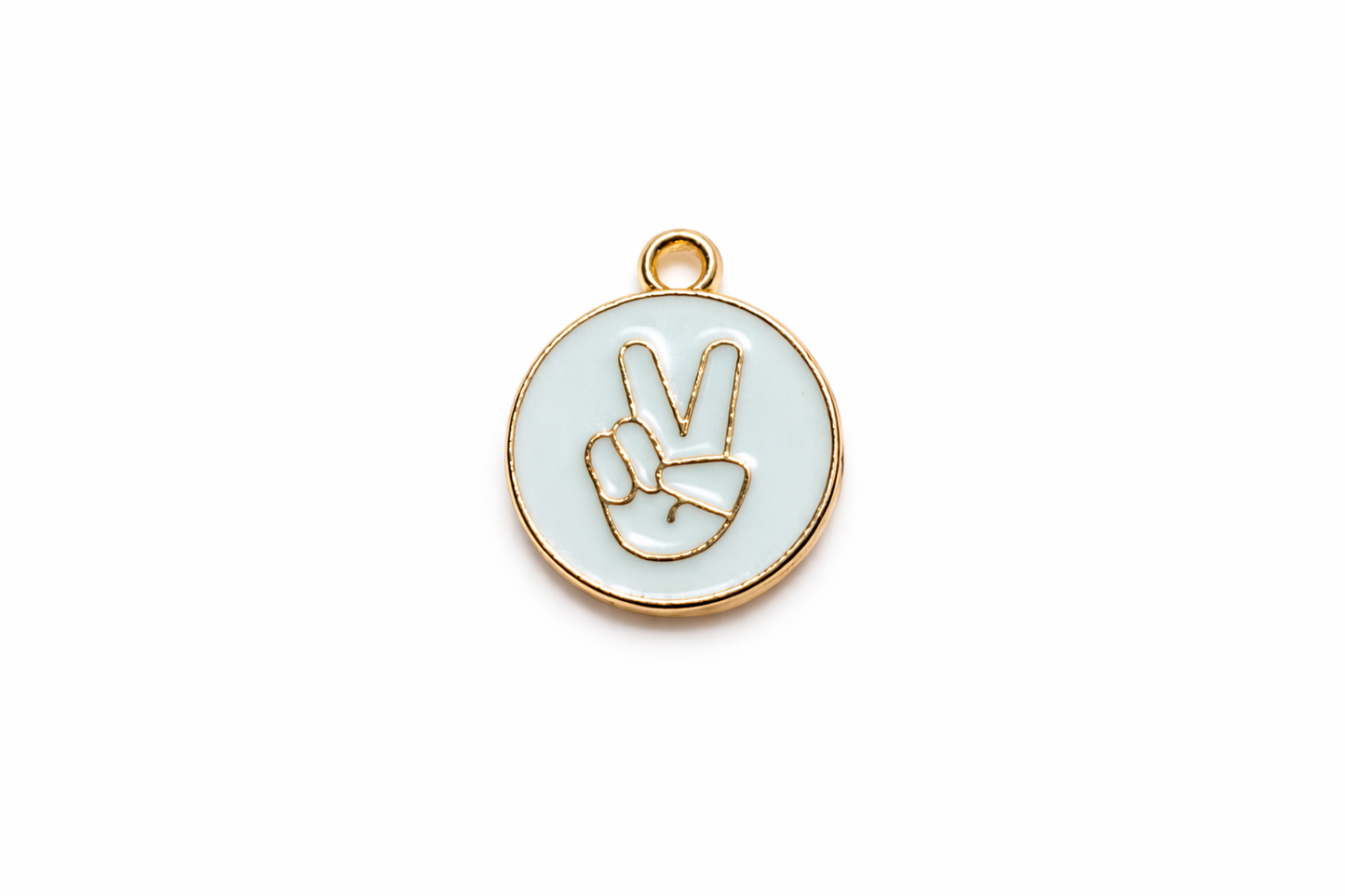 White Charms | Victory Hand Enamel Charms