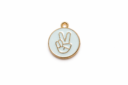 White Charms | Victory Hand Enamel Charms