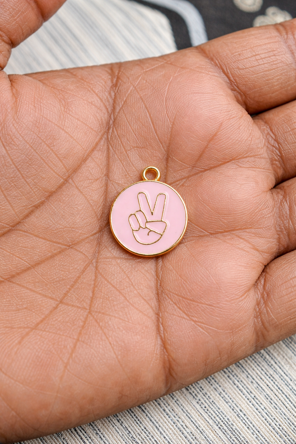Pink Charms | Victory Hand Enamel Charms