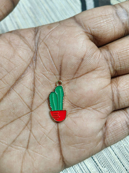 Green Charms | Cactus Charms | Enamel Charms | Metal Pendant Charms