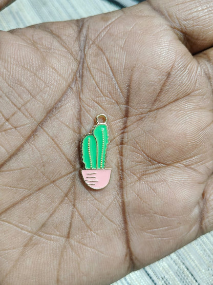 Green Charms | Cactus Charms | Enamel Charms | Metal Pendant Charms