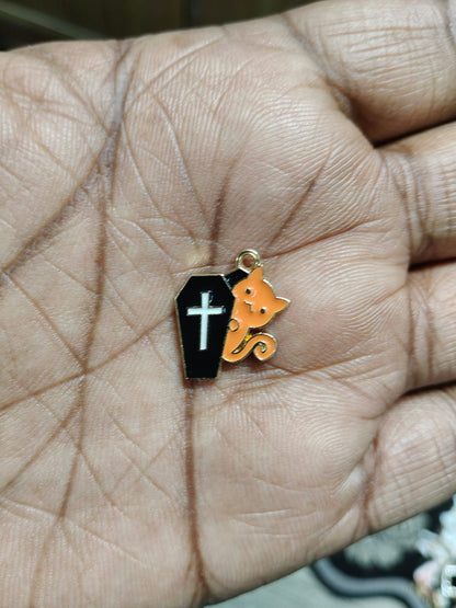 Orange Charms | Cat Charms | Coffin Charms | Enamel Charm
