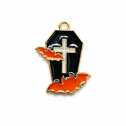 Coffin Charms | Orange Charms | Enamel Charms