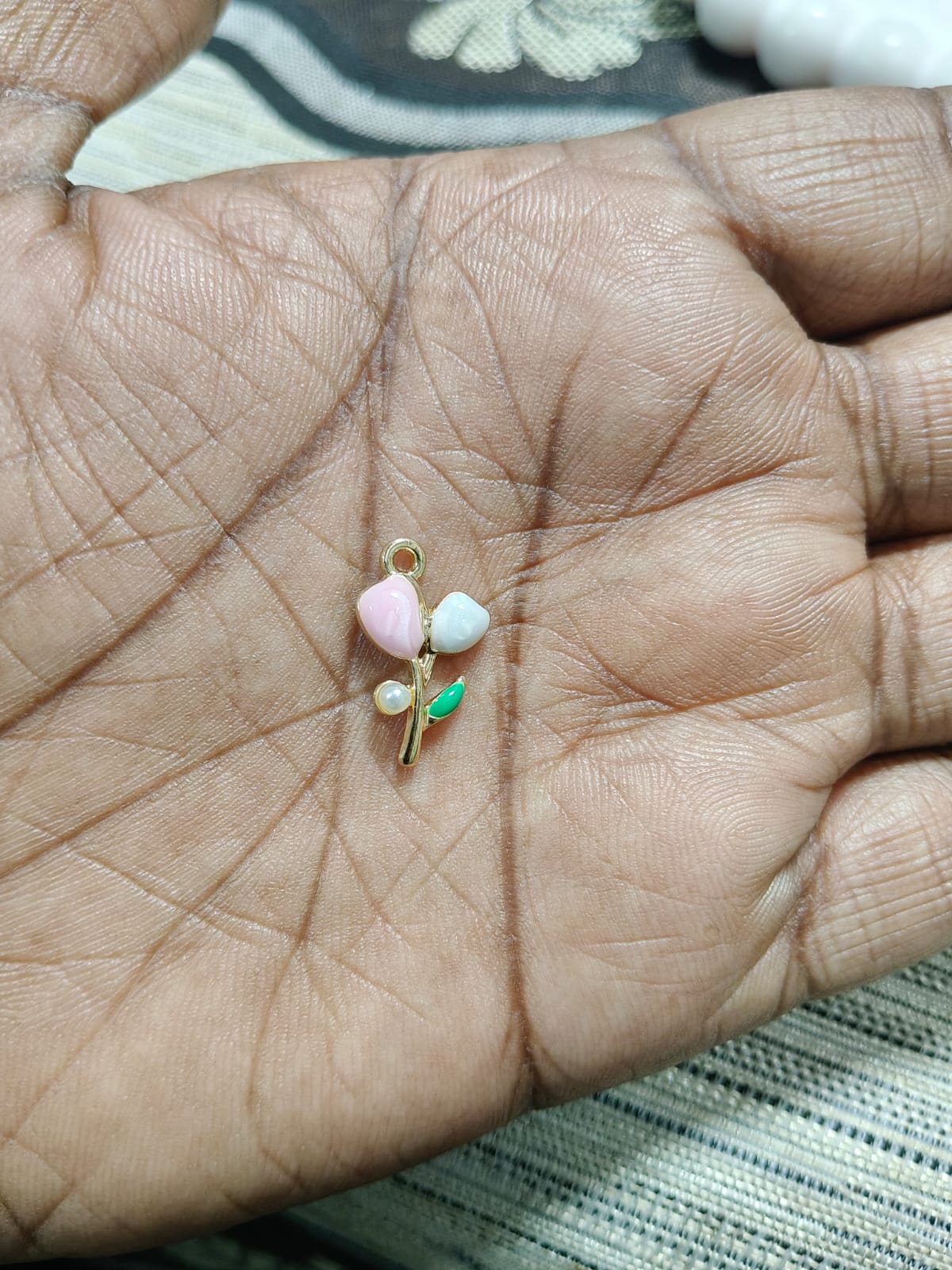 Flower Charms | Pink and White Charms | Tulip Charms | Floral Charms
