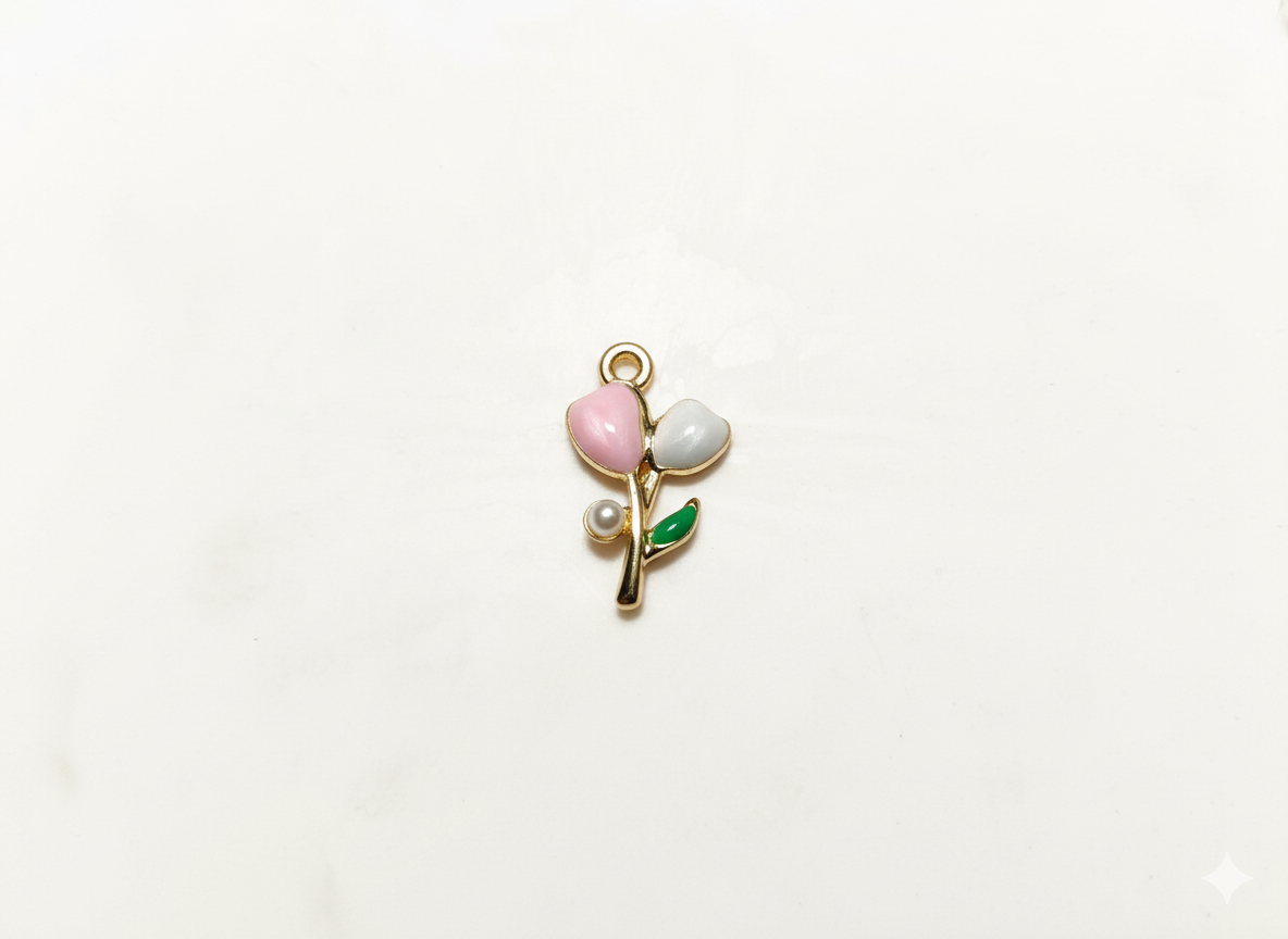 Flower Charms | Pink and White Charms | Tulip Charms | Floral Charms