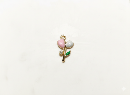 Flower Charms | Pink and White Charms | Tulip Charms | Floral Charms