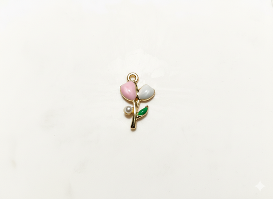 Flower Charms | Pink and White Charms | Tulip Charms | Floral Charms