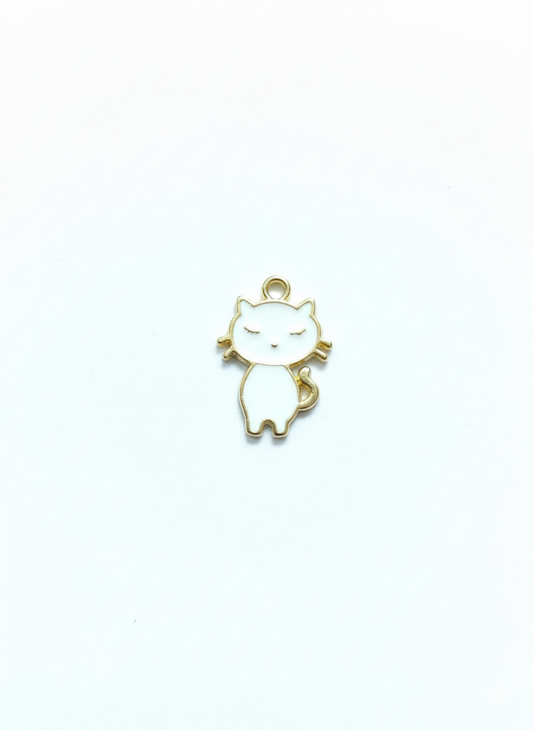 NAGNESHI White Cat Jewelry Charms, Enamel Animal Pendants for Necklaces, Bracelets, and Keychains