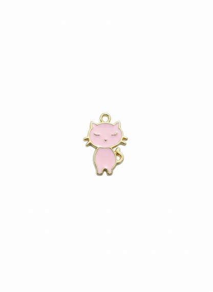 NAGNESHI Pink Cat Jewelry Charms, Enamel Animal Pendants for Necklaces, Bracelets, and Keychains