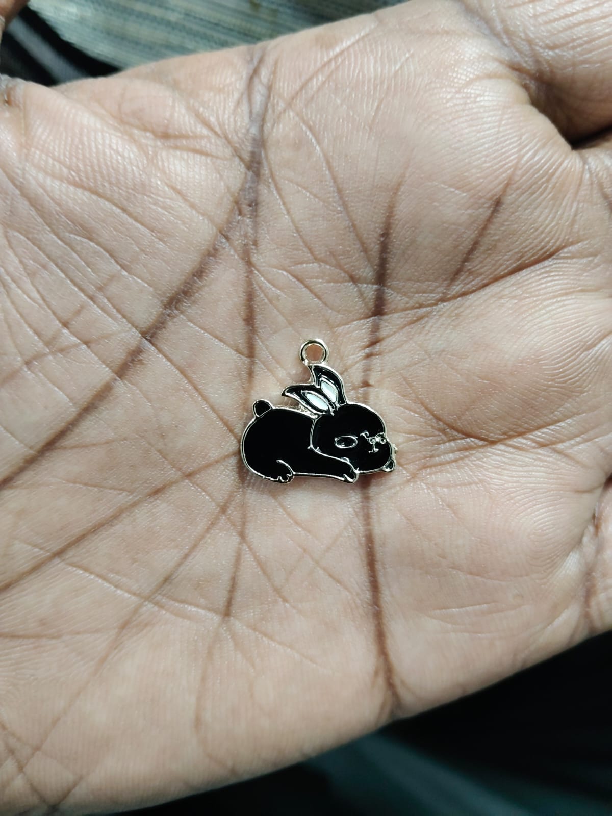 NAGNESHI Black Bunny Enamel Charms - Gold Tone Sleeping Rabbit Pendants for DIY Jewelry Making - Cute Animal Charms for Bracelets, Necklaces, Keychains, and Easter Crafts