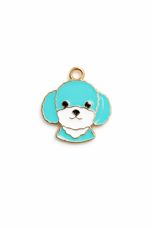 NAGNESHI Blue Poodle Puppy Enamel Charms - Gold Tone Dog Head Pendants for DIY Jewelry Making - Cute Animal Charms for Bracelets, Necklaces, Keychains, and Pet Lover Crafts