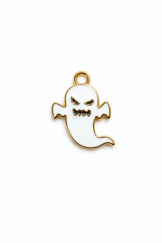 NAGNESHI Spooky Ghost Enamel Charms - Gold-Plated White Ghost Pendants for Jewelry Making, DIY Necklaces, Bracelets, Earrings, and Halloween Crafts