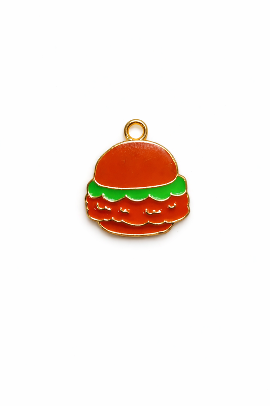 NAGNESHI Hamburger Enamel Charms - Gold-Plated Cheeseburger Pendants for Jewelry Making, DIY Foodie Necklaces, Bracelets, Earrings, and Junk Food Crafts