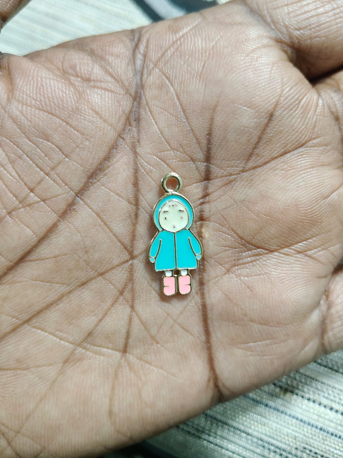 NAGNESHI Teal Raincoat Girl Enamel Charms - Cute Blue Hooded Character Pendants with Pink Boots for Jewelry Making, DIY Bracelets, Earrings, and Keychain Supplies - Gold-Tone Base