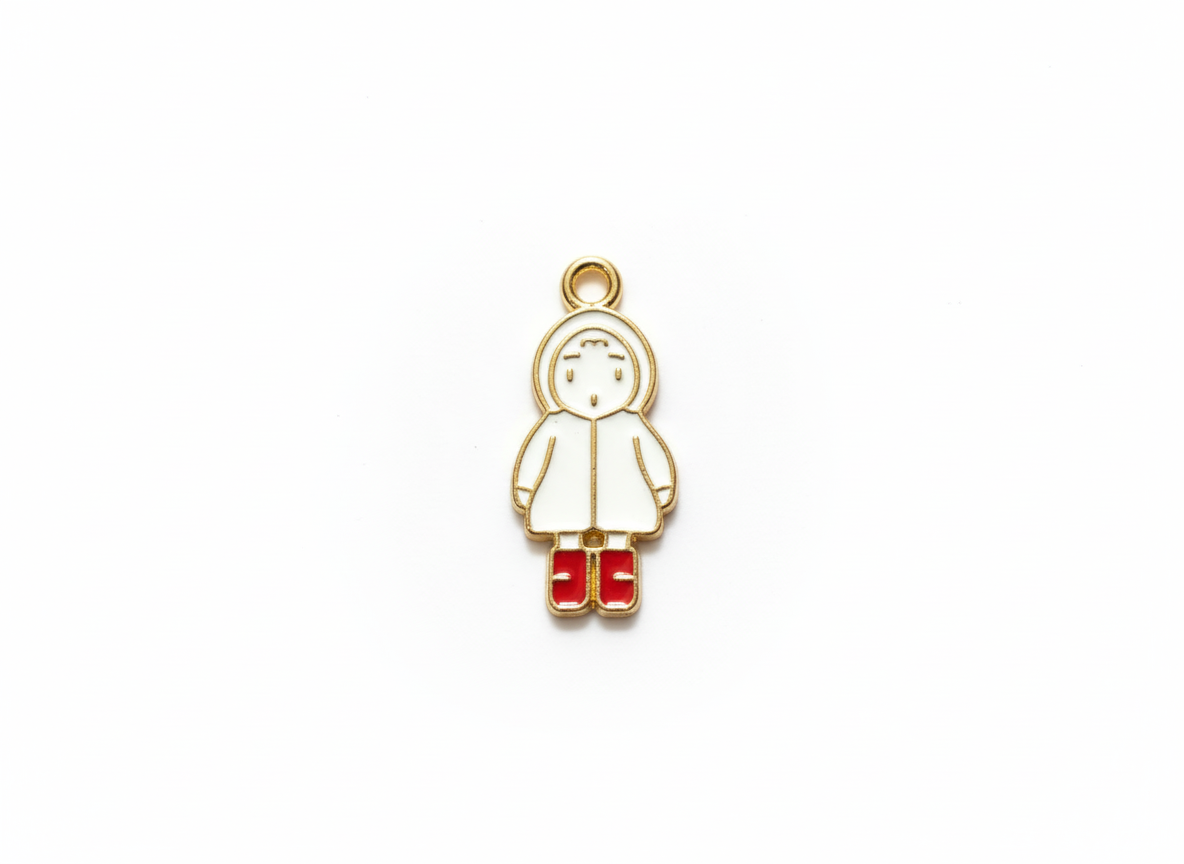 NAGNESHI Little Girl in Raincoat Enamel Charms – Cute Winter Girl Pendant for Jewelry Making, Bracelets, and Keychains