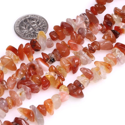 Uncut stone beads Carnelian Chips Beads Strand 30 Inches