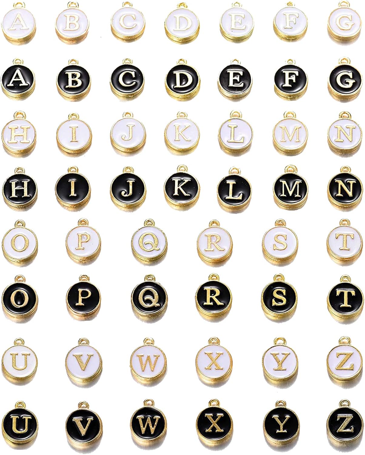 10pcs Black Cute Mixed Letter Beads Metal Letter Charms Enamel Initial Charms