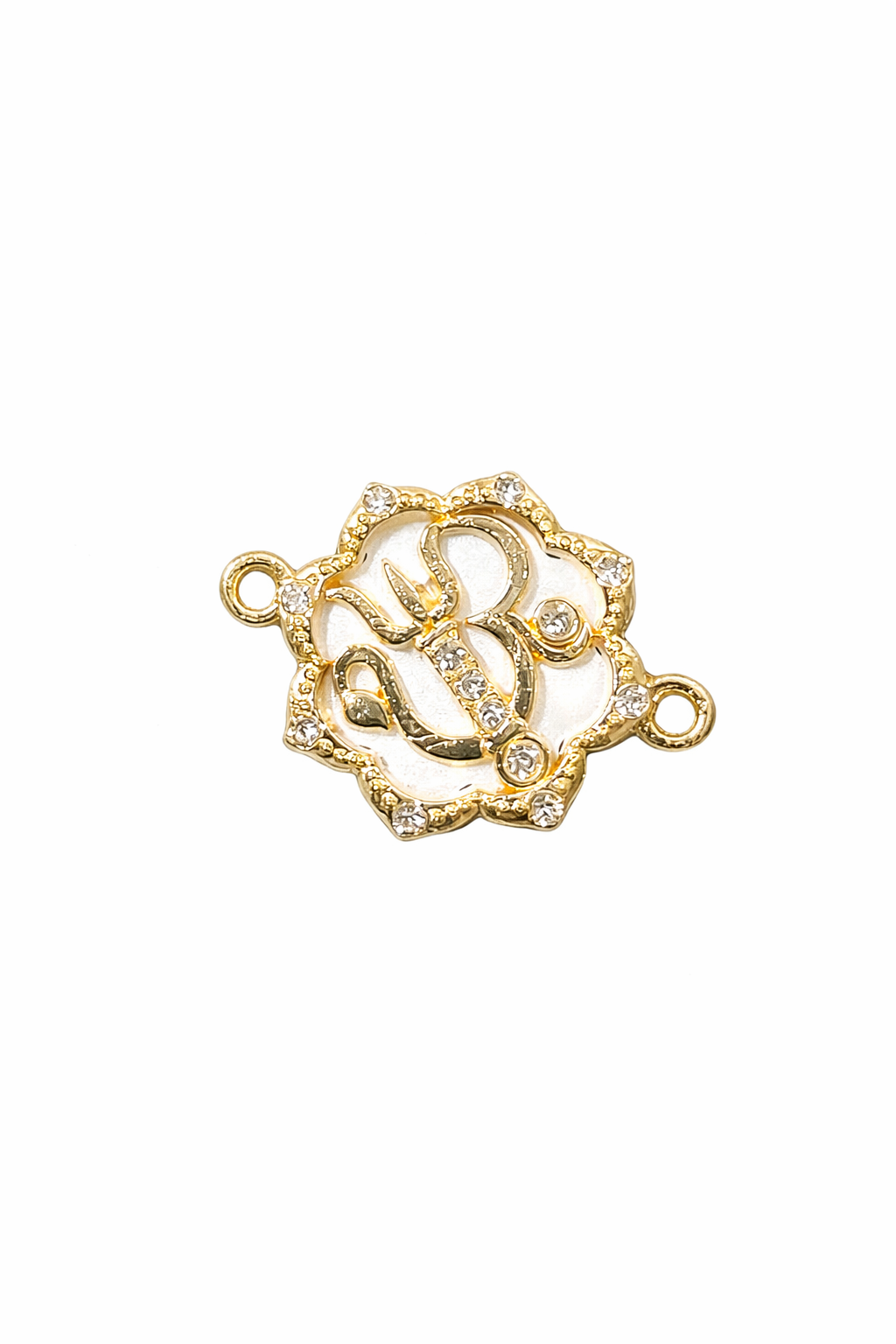 Nagneshi Gold‑Plated Om Rakhi Charm with AD Border – Spiritual Jewelry Connector for Raksha Bandhan, Bracelet, or Necklace