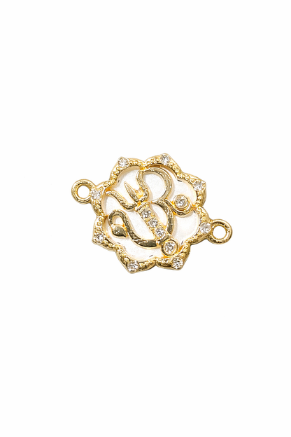Nagneshi Gold‑Plated Om Rakhi Charm with AD Border – Spiritual Jewelry Connector for Raksha Bandhan, Bracelet, or Necklace